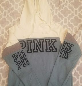 PINK cowl neck pull over hoodie with front pockets